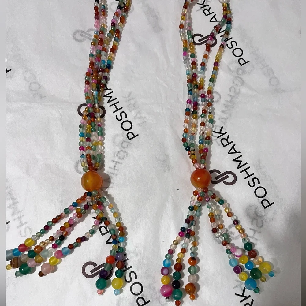 PEDOBO PRE-LOVED MAGNETIC 2 CURTAIN TIEBACKS AGATE BEADS CURTAIN/DRAPE TIES